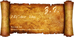 Zádor Ida névjegykártya